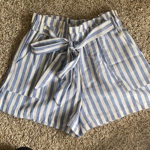 SHEIN high waisted light blue stripe shorts!
